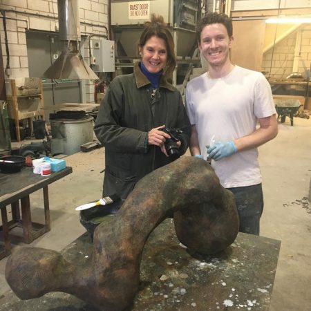 Talos team member Simon with artist Nicola Godden and her newly commissioned piece 'Flint Form Torso'. Many thanks to owner Melvin for his picture.
