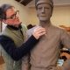 William Newton making final adjustments to his new commission of a very famous jockey before moulding started today. Any guesses who this jockey is?
