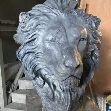 The finished Lion by artist Geoffrey Lignon, after a second casting and grey patination