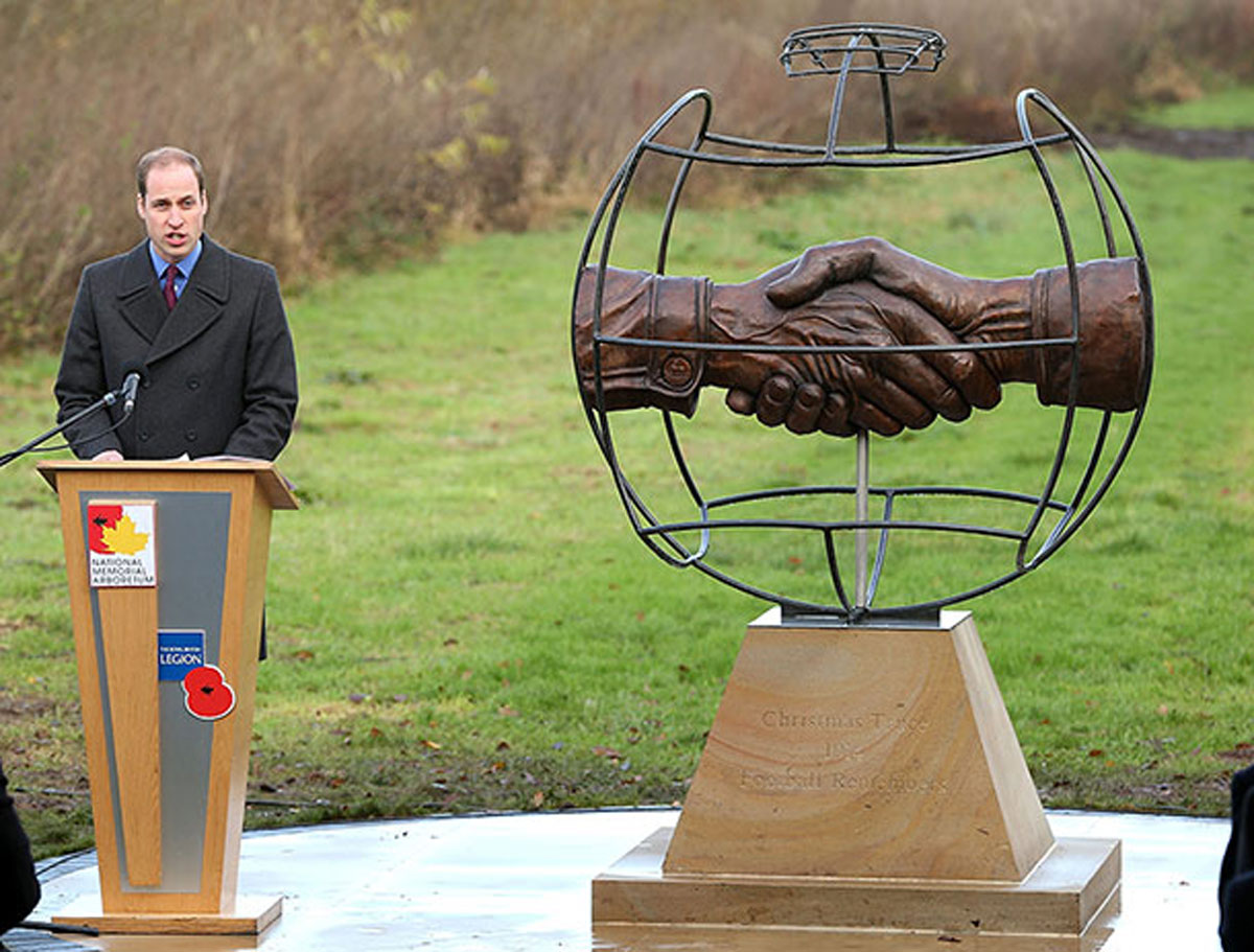 Georgie Welch 'Memorial to WW1 football match' unveiled by Prince William