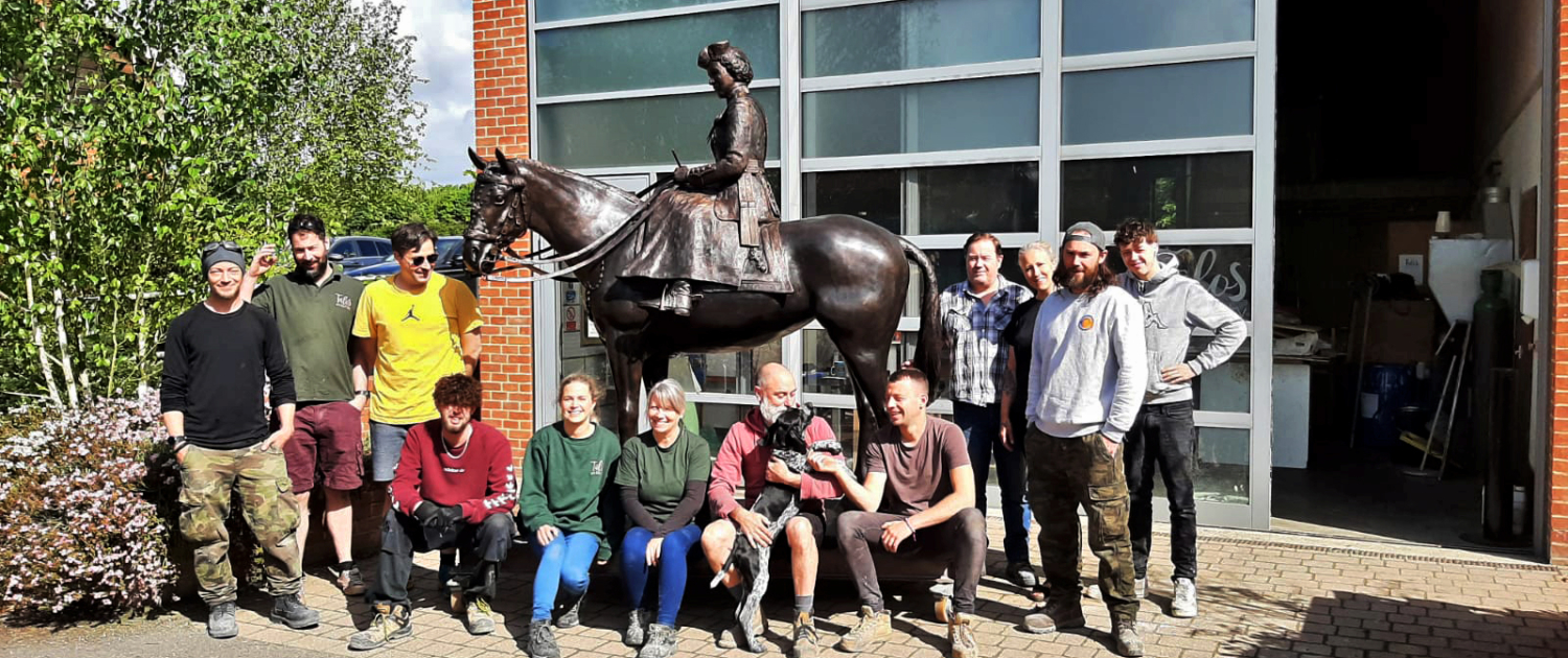 Talos foundry staff with sculpture of the Queen by Caroline Wallace